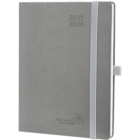 POPRUN Agenda 2025 2026 Semainier Vertical 22 x 16,5cm D'Août 2025 à Déc 2026-17 Mois Planner Scolaire - Couverture Souple en PU
