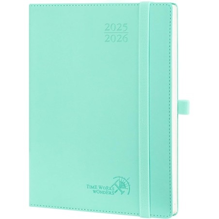 POPRUN Agenda 2025 2026 Semainier Vertical 22 x 16,5cm D'Août 2025 à Déc 2026-17 Mois Planner Scolaire - Couverture Souple en PU
