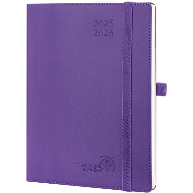 POPRUN Agenda 2025 2026 Semainier Vertical 22 x 16,5cm D'Août 2025 à Déc 2026-17 Mois Planner Scolaire - Couverture Souple en PU