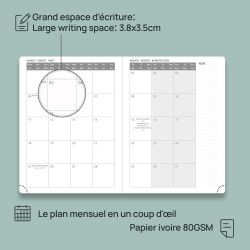 POPRUN Agenda 2025 2026 Semainier Vertical 22 x 16,5cm D'Août 2025 à Déc 2026-17 Mois Planner Scolaire - Couverture Souple en PU