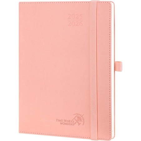 POPRUN Agenda 2025 2026 Semainier Vertical 22 x 16,5cm D'Août 2025 à Déc 2026-17 Mois Planner Scolaire - Couverture Souple en PU