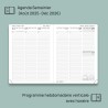 POPRUN Agenda 2025 2026 Semainier Vertical 22 x 16,5cm D'Août 2025 à Déc 2026-17 Mois Planner Scolaire - Couverture Souple en PU