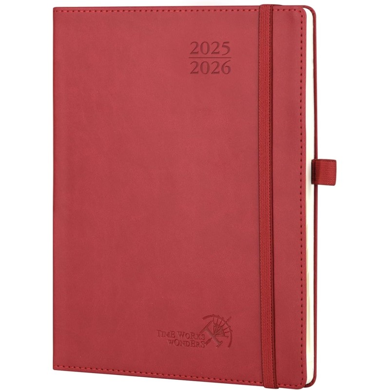 POPRUN Agenda 2025 2026 Semainier Vertical 22 x 16,5cm D'Août 2025 à Déc 2026-17 Mois Planner Scolaire - Couverture Souple en PU