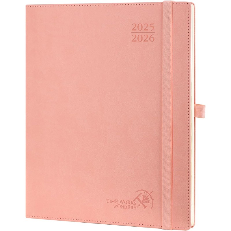 POPRUN Agenda 2025 2026 Semainier Vertical 26,5 x 21,5cm D'Août 2025 à Déc 2026-17 Mois Planner Scolaire, Couverture Souple en P