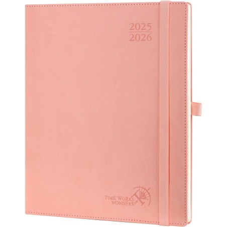 POPRUN Agenda 2025 2026 Semainier Vertical 26,5 x 21,5cm D'Août 2025 à Déc 2026-17 Mois Planner Scolaire, Couverture Souple en P