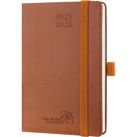 Agenda Scolaire 2025 2026, POPRUN Semainier 16 x 10,5 cm, D'Août 2025 à Déc 2026-17 Mois, Couverture Souple en PU Cuir, Poche in