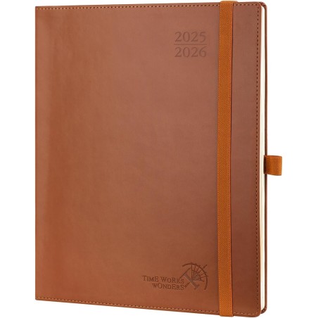 POPRUN Agenda 2025 2026 Semainier Vertical 26,5 x 21,5cm D'Août 2025 à Déc 2026-17 Mois Planner Scolaire, Couverture Souple en P