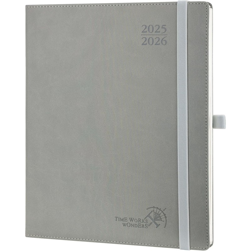 POPRUN Agenda 2025 2026 Semainier Vertical 26,5 x 21,5cm D'Août 2025 à Déc 2026-17 Mois Planner Scolaire, Couverture Souple en P