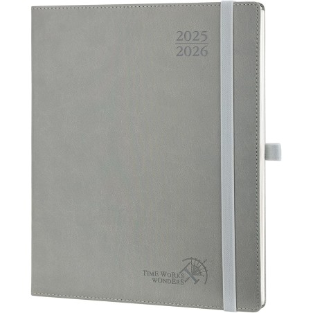 POPRUN Agenda 2025 2026 Semainier Vertical 26,5 x 21,5cm D'Août 2025 à Déc 2026-17 Mois Planner Scolaire, Couverture Souple en P