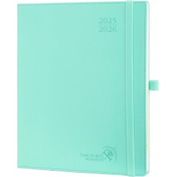 POPRUN Agenda 2025 2026 Semainier Vertical 26,5 x 21,5cm D'Août 2025 à Déc 2026-17 Mois Planner Scolaire, Couverture Souple en P