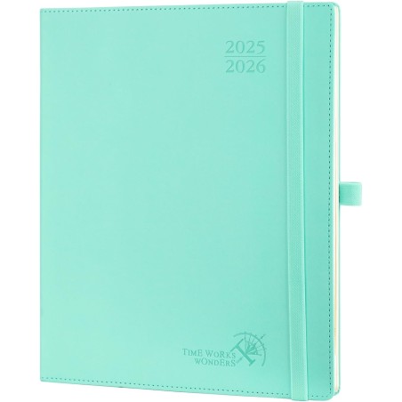 POPRUN Agenda 2025 2026 Semainier Vertical 26,5 x 21,5cm D'Août 2025 à Déc 2026-17 Mois Planner Scolaire, Couverture Souple en P