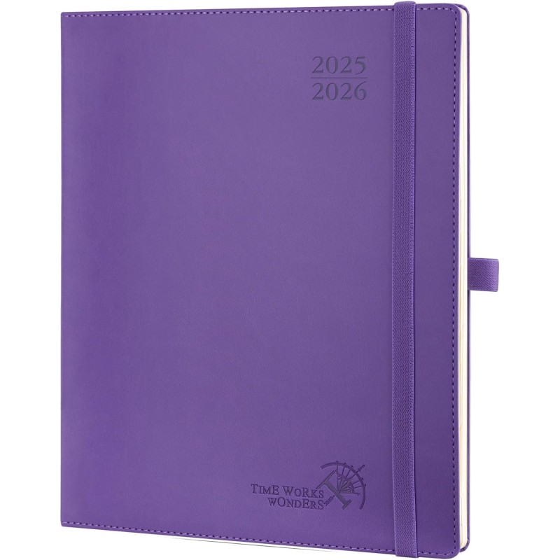 POPRUN Agenda 2025 2026 Semainier Vertical 26,5 x 21,5cm D'Août 2025 à Déc 2026-17 Mois Planner Scolaire, Couverture Souple en P