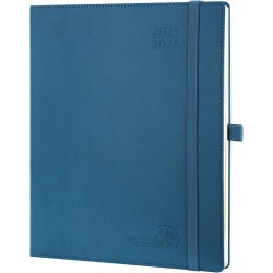 POPRUN Agenda 2025 2026 Semainier Vertical 26,5 x 21,5cm D'Août 2025 à Déc 2026-17 Mois Planner Scolaire, Couverture Souple en P