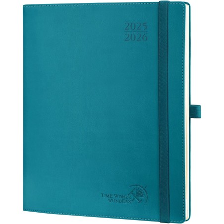 POPRUN Agenda 2025 2026 Semainier Vertical 26,5 x 21,5cm D'Août 2025 à Déc 2026-17 Mois Planner Scolaire, Couverture Souple en P