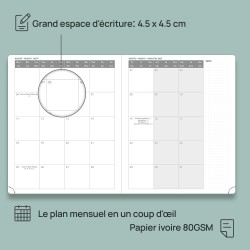 POPRUN Agenda 2025 2026 Semainier Vertical 26,5 x 21,5cm D'Août 2025 à Déc 2026-17 Mois Planner Scolaire, Couverture Souple en P