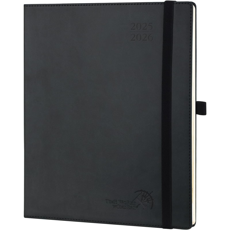 POPRUN Agenda 2025 2026 Semainier Vertical 26,5 x 21,5cm D'Août 2025 à Déc 2026-17 Mois Planner Scolaire, Couverture Souple en P