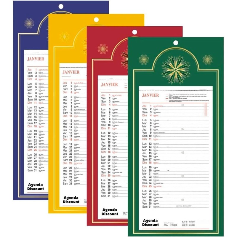 Calendrier mensuel long sur plaque 20x38cm (COLORIS ALEATOIRES) - 2026 (Couleurs Aléatoires, 20x38cm)