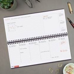 Finocam – Planificateur Agenda + Notes Semaine sur 2 pages + notes 2026 Janvier 2026 – Décembre 2026 (12 mois) Gris Internationa