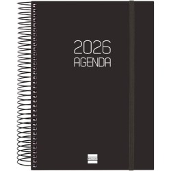 Finocam – Agenda Spirale 2026 1 Jour par page | Janvier – Décembre (12 mois) | Agenda annuel 2026 avec élastique | Couverture po