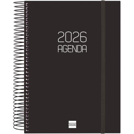 Finocam – Agenda Spirale 2026 1 Jour par page | Janvier – Décembre (12 mois) | Agenda annuel 2026 avec élastique | Couverture po