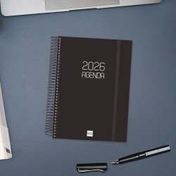 Finocam – Agenda Spirale 2026 1 Jour par page | Janvier – Décembre (12 mois) | Agenda annuel 2026 avec élastique | Couverture po