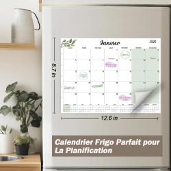 Calendrier Magnetique Frigo 2025 2026 (16 Mois) 32 * 22CM, Calendrier Familial Sept.2025 - Déc.2026, Calendrier de l'Avent Organ