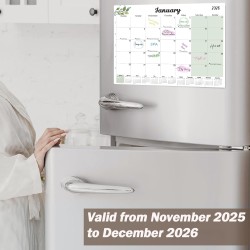 Calendrier Magnetique Frigo 2025 2026 (16 Mois) 32 * 22CM, Calendrier Familial Sept.2025 - Déc.2026, Calendrier de l'Avent Organ