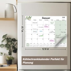 Calendrier Magnetique Frigo 2025 2026 (16 Mois) 32 * 22CM, Calendrier Familial Sept.2025 - Déc.2026, Calendrier de l'Avent Organ
