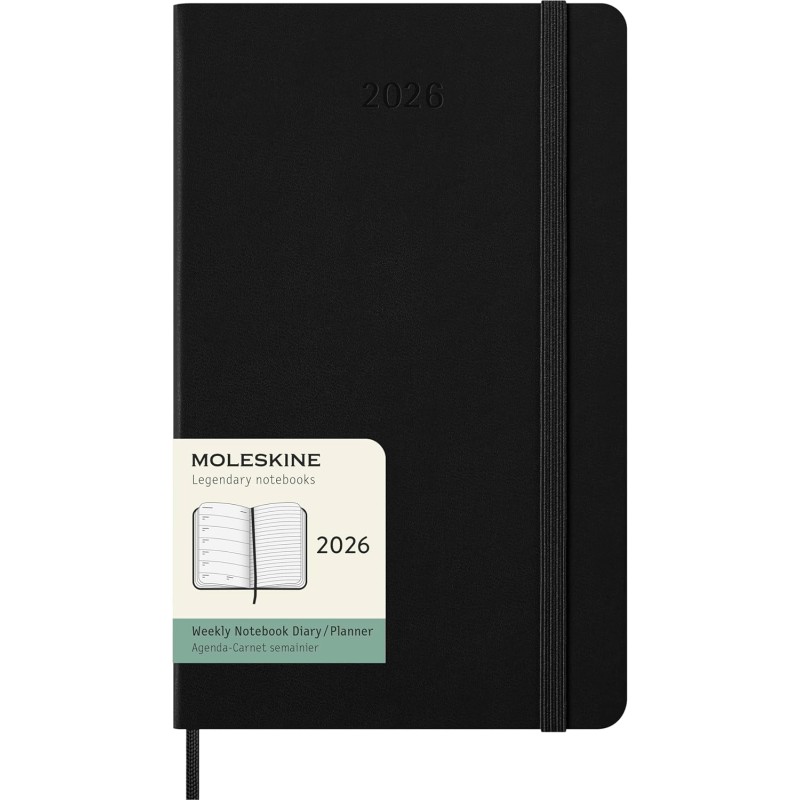 Moleskine Agenda Hebdomadaire, Agenda Hebdomadaire 2026 12 Mois Avec Espace Pour Notes, Avec Couverture Rigide et Fermeture Élas