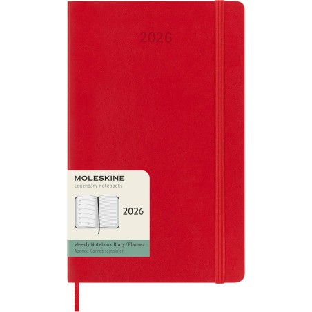 Moleskine Agenda Hebdomadaire, Agenda Hebdomadaire 2026 12 Mois Avec Espace Pour Notes, Avec Couverture Souple et Fermeture Élas