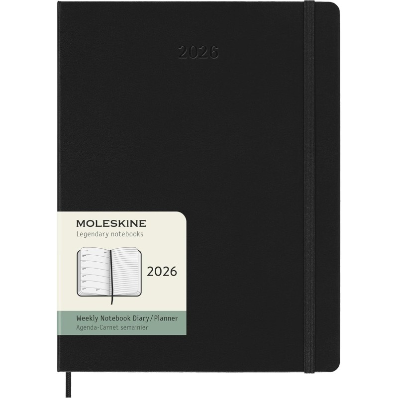 Moleskine Agenda Hebdomadaire, Agenda Hebdomadaire 2026 12 Mois Avec Espace Pour Notes, Avec Couverture Rigide et Fermeture Élas