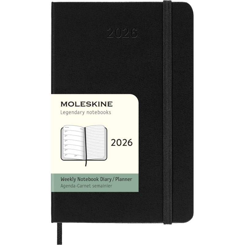 Moleskine Agenda Hebdomadaire, Agenda Hebdomadaire 2026 12 Mois Avec Espace Pour Notes, Avec Couverture Rigide et Fermeture Élas