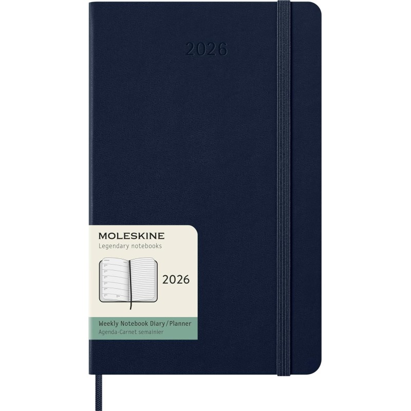 Moleskine Agenda Hebdomadaire, Agenda Hebdomadaire 2026 12 Mois Avec Espace Pour Notes, Avec Couverture Rigide et Fermeture Élas