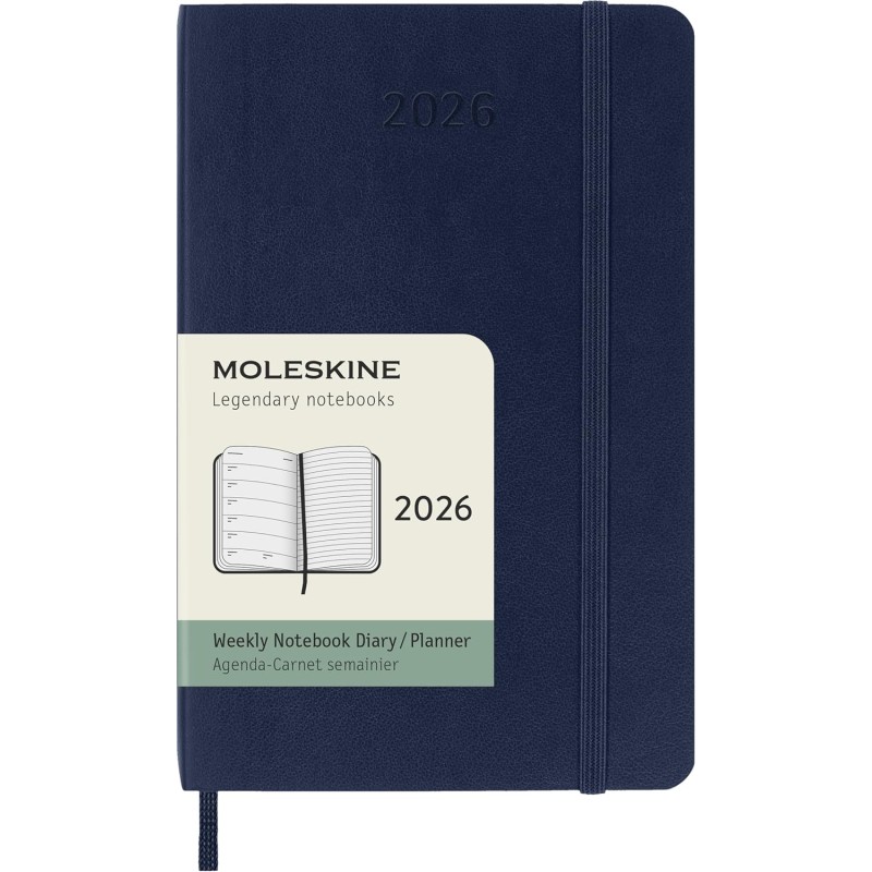 Moleskine Agenda Hebdomadaire, Agenda Hebdomadaire 2026 12 Mois Avec Espace Pour Notes, Avec Couverture Souple et Fermeture Élas
