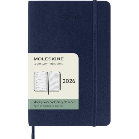 Moleskine Agenda Hebdomadaire, Agenda Hebdomadaire 2026 12 Mois Avec Espace Pour Notes, Avec Couverture Souple et Fermeture Élas
