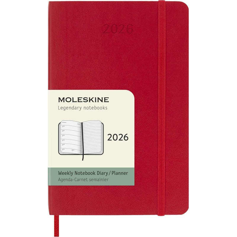 Moleskine Agenda Hebdomadaire, Agenda Hebdomadaire 2026 12 Mois Avec Espace Pour Notes, Avec Couverture Souple et Fermeture Élas