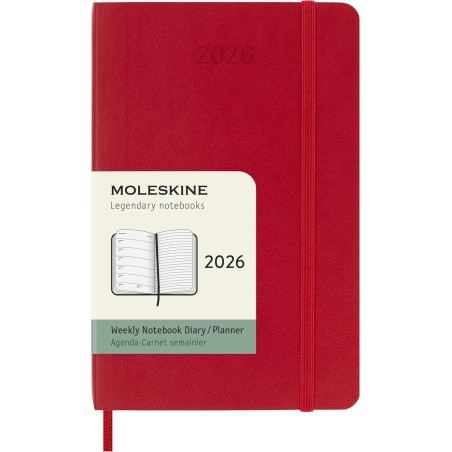Moleskine Agenda Hebdomadaire, Agenda Hebdomadaire 2026 12 Mois Avec Espace Pour Notes, Avec Couverture Souple et Fermeture Élas