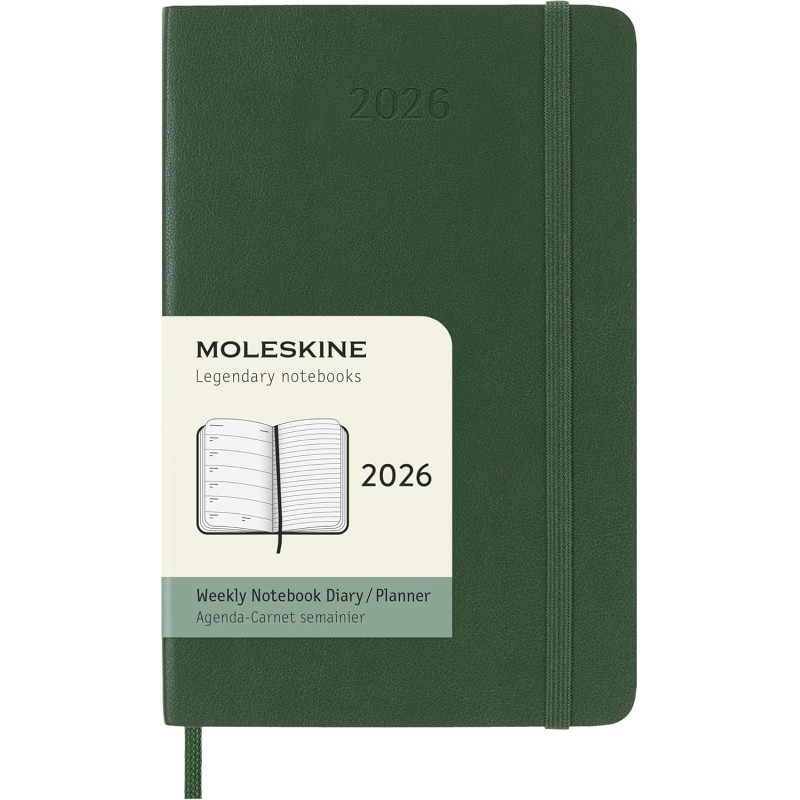 Moleskine Agenda Hebdomadaire, Agenda Hebdomadaire 2026 12 Mois Avec Espace Pour Notes, Avec Couverture Souple et Fermeture Élas