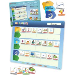 Planning journalier pour Enfants - Tableau magnétique Montessori Enfants avec 147 aimants et cordelette - Entièrement inscriptib