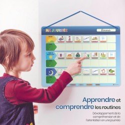 Planning journalier pour Enfants - Tableau magnétique Montessori Enfants avec 147 aimants et cordelette - Entièrement inscriptib