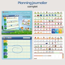 Planning journalier pour Enfants - Tableau magnétique Montessori Enfants avec 147 aimants et cordelette - Entièrement inscriptib