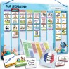 2-en-1 Tableau Enfant - Semainier & Routine Enfant avec 194 Aimants – Tableau Magnétique à Dos Aimanté - Planning Journalier - O