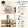 2-en-1 Tableau Enfant - Semainier & Routine Enfant avec 194 Aimants – Tableau Magnétique à Dos Aimanté - Planning Journalier - O