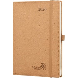 POPRUN Agenda 2026 Semainier Vertical 22 x 16,5 cm - Couverture rigide Écologique biodégradable, D'Jan 2026 à Déc 2026, Avec sig