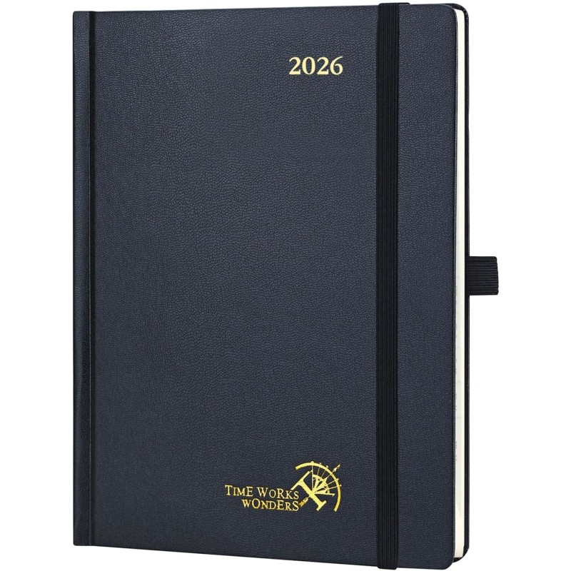 POPRUN Agenda Scolaire 2026 Semainier 22 x 16,5 cm - Couverture Rigide, Vertical Weekly Planner, D'Jan 2026 à Déc 2026-12 Mois, 