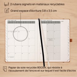 POPRUN Agenda 2026 Semainier Vertical 22 x 16,5 cm - Couverture rigide Écologique biodégradable, D'Jan 2026 à Déc 2026, Avec sig