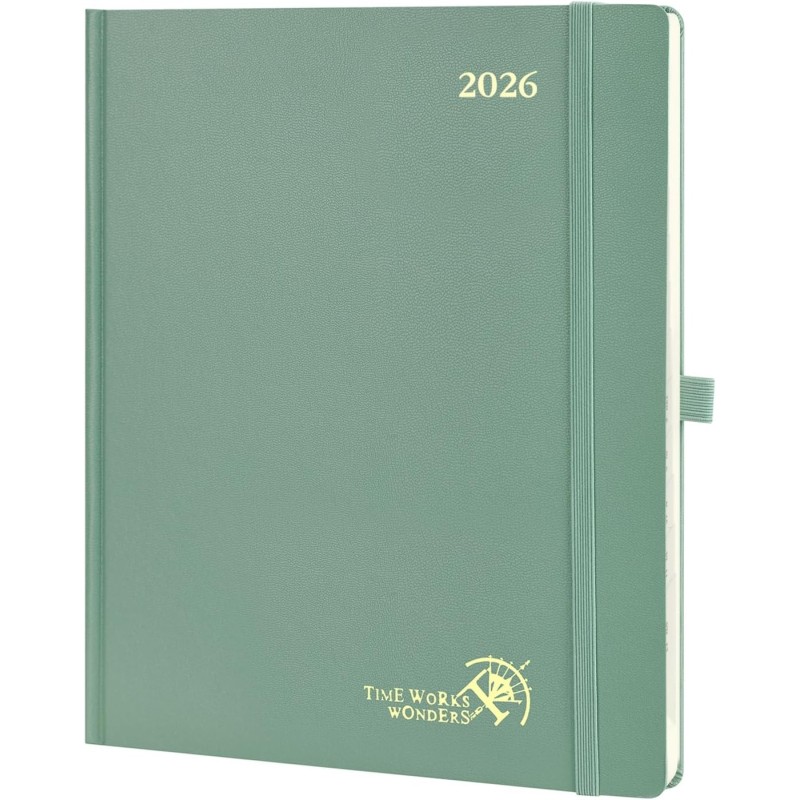 POPRUN Agenda 2026 Semainier 26,5 x 21,5 cm - Couverture Rigide, Vertical Weekly Planner, D'Jan 2026 à Déc 2026-12 Mois, Avec si