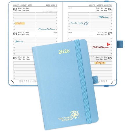 POPRUN Agenda de Poche 2026 A6 Semainier 16 x 10,5 cm - Couverture Rigide, Petit Agenda, D'Jan 2026 à Déc 2026-12 Mois, Avec sig