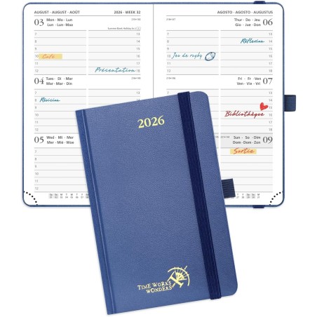 POPRUN Agenda de Poche 2026 A6 Semainier 16 x 10,5 cm - Couverture Rigide, Petit Agenda, D'Jan 2026 à Déc 2026-12 Mois, Avec sig
