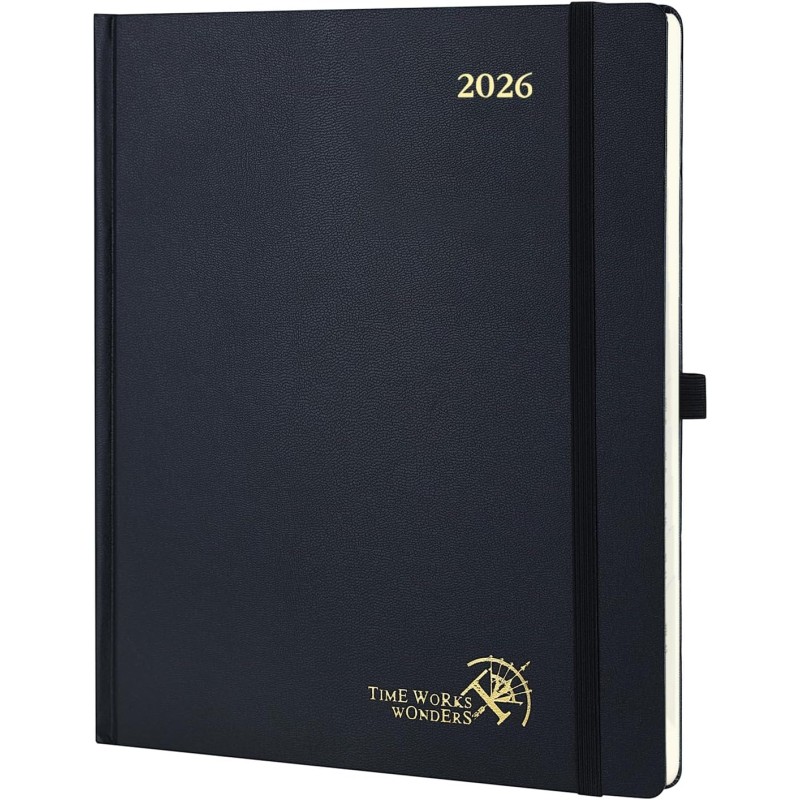 POPRUN Agenda Scolaire 2026 Semainier 26,5 x 21,5 cm - Couverture Rigide, Vertical Weekly Planner, D'Jan 2026 à Déc 2026-12 Mois